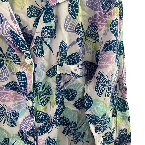 Victoria’s Secret Medium Butterfly Pattern Button Down Pajama Top Pocket Mature - Picture 6 of 12